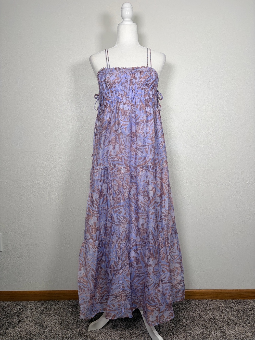 Together Lavender Floral Smocked Maxi Dress Size Medium
